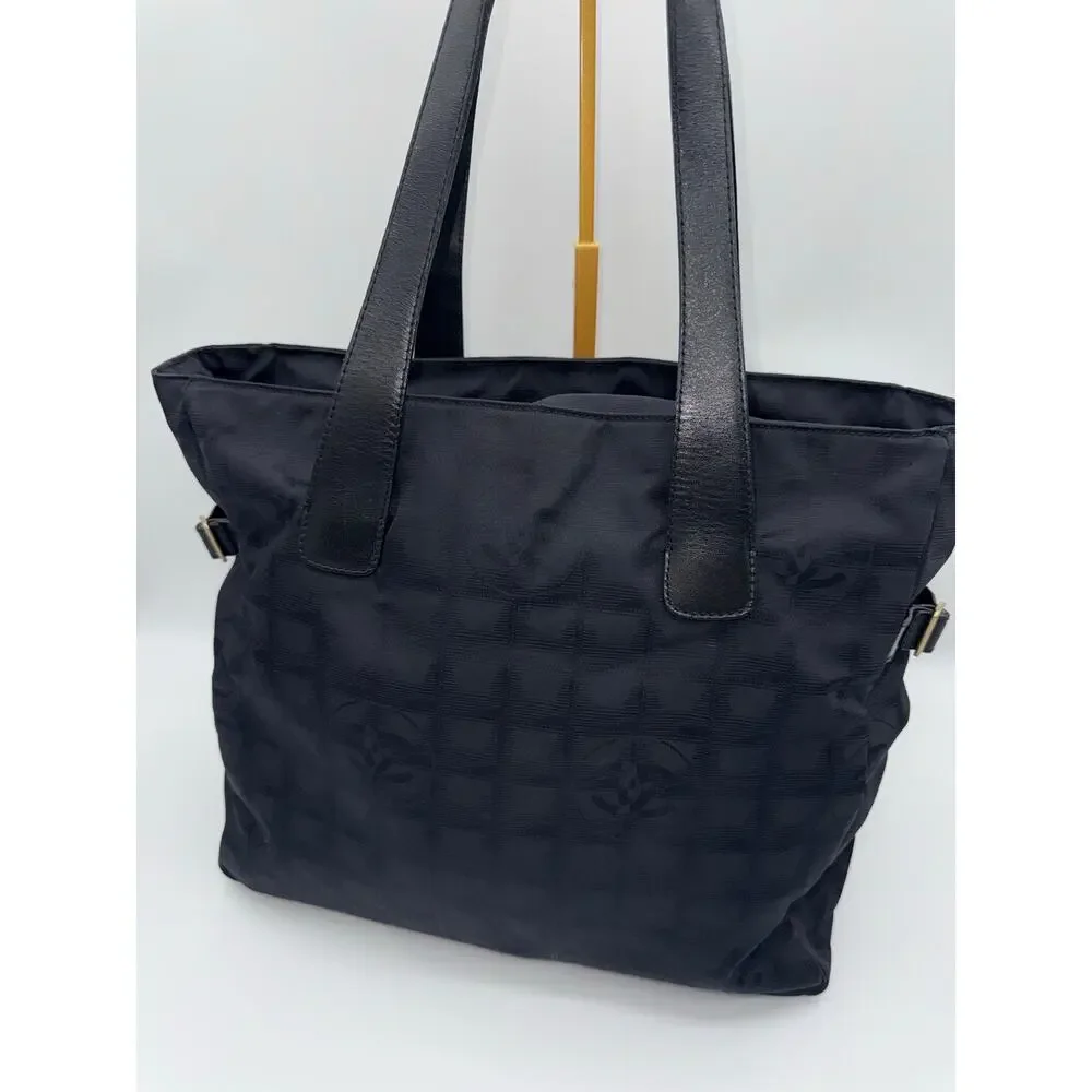 Chanel New Travel Line GM Tote Navy Blue CC Jacquard Bag Rare 8262233